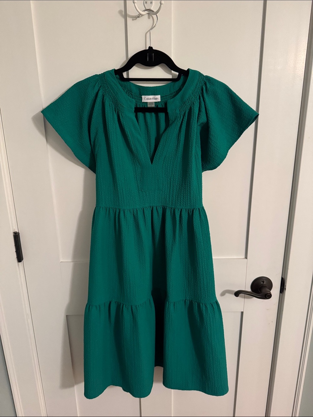 Calvin Klein emerald green dress with tie size 8